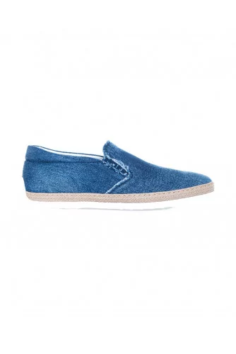 Slip-on shoes Tod's "Pantofola" faded blue in denim for men