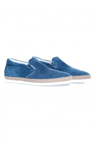 Slip-on shoes Tod's "Pantofola" faded blue in denim for men