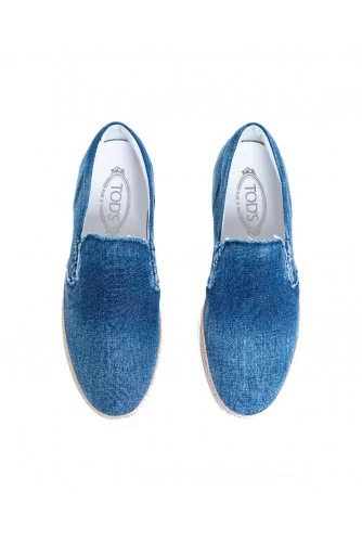 Slip-on shoes Tod's "Pantofola" faded blue in denim for men