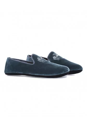 Indoor loafers Line Loup "Robert-André" grey in velvet for men