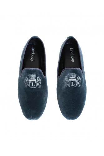 Indoor loafers Line Loup "Robert-André" grey in velvet for men