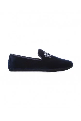 Indoor loafers  Line Loup "Robert-André" navy blue in velvet for men