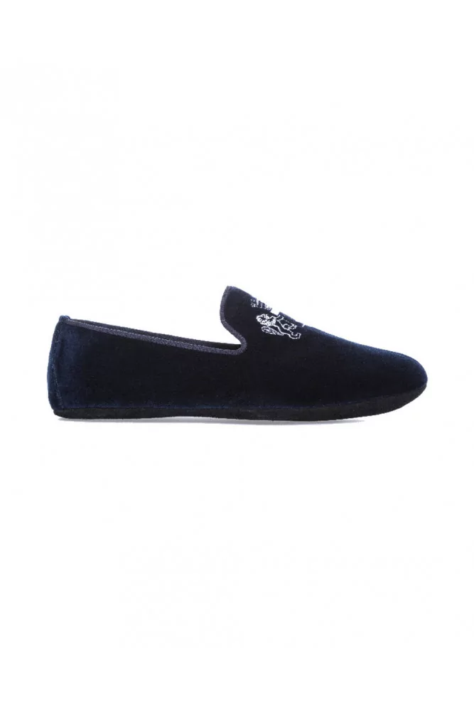 Indoor loafers  Line Loup "Robert-André" navy blue in velvet for men