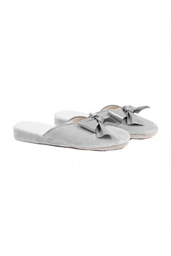 Achat Indoor mules Line Loup Nicole grey with leather decorative knot for women - Jacques-loup