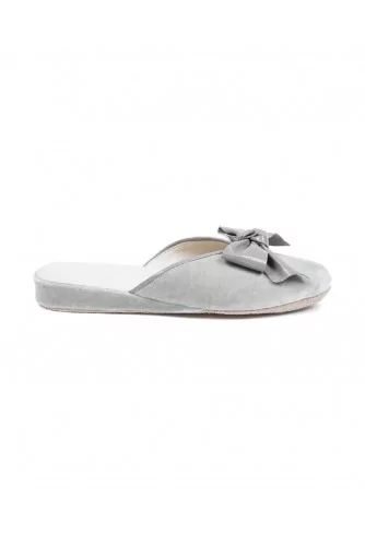 Achat Indoor mules Line Loup Nicole grey with leather decorative knot for women - Jacques-loup