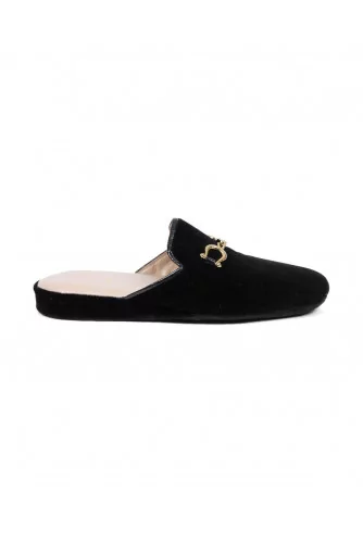 Indoor mules Line Loup "Jacqueline" black with metallic bit for women