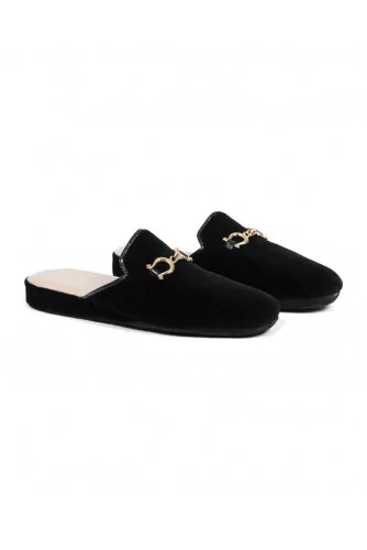 Indoor mules Line Loup "Jacqueline" black with metallic bit for women