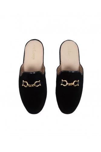 Indoor mules Line Loup "Jacqueline" black with metallic bit for women