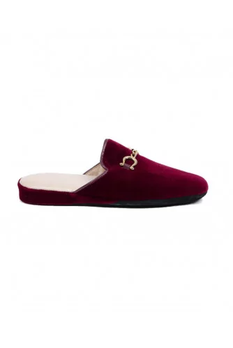 Indoor mules Line Loup "Jacqueline" bordeaux with metallic bit for women