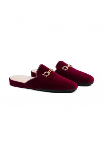 Indoor mules Line Loup "Jacqueline" bordeaux with metallic bit for women