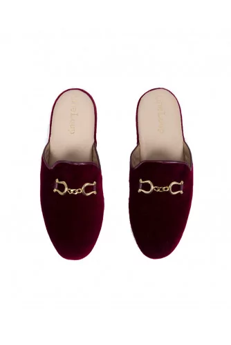 Indoor mules Line Loup "Jacqueline" bordeaux with metallic bit for women