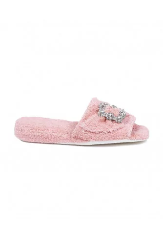 Emmanuelle - Sponge open toe mules with cristal buckle