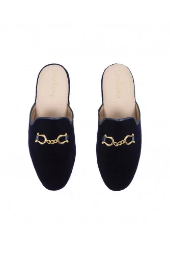 Achat Indoor mules Line Loup Jacqueline navy blue with metallic bit for women - Jacques-loup