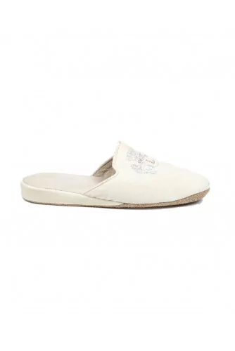 Achat Indoor mules Line Loup Stéphanie white with silver embroidery - Jacques-loup