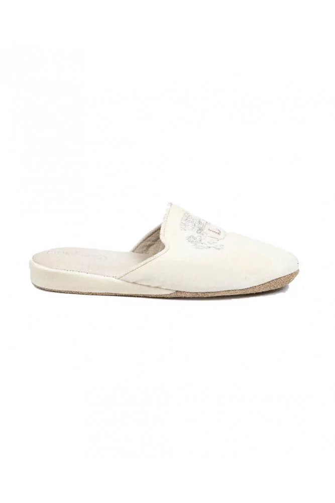 Mule Line Loup "Stéphanie" velours blanc pour femme