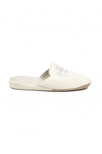 Mule Line Loup "Stéphanie" velours blanc pour femme