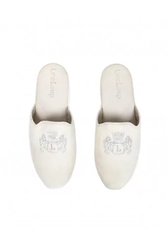 Mule Line Loup "Stéphanie" velours blanc pour femme