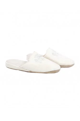 Mule Line Loup "Stéphanie" velours blanc pour femme