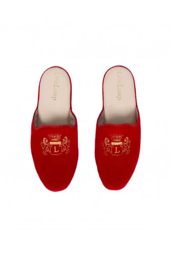 Mule Line Loup "Stéphanie" velours rouge pour femme