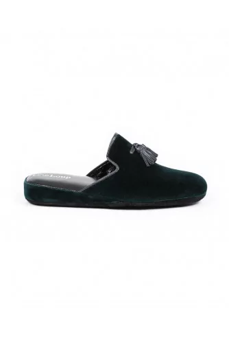 Indoor mule Line Loup "Boz" dark green with tassels for men