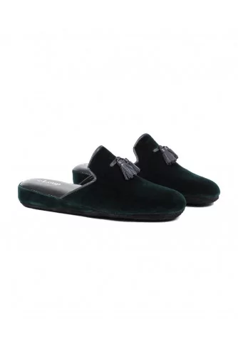 Achat Indoor mule Line Loup Boz dark green with tassels for men - Jacques-loup