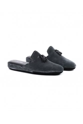 Achat Indoor mule Line Loup  Boz dark grey with tassels for men - Jacques-loup