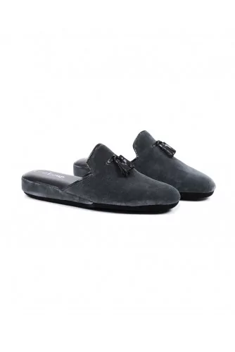 Indoor mule Line Loup " Boz" dark grey with tassels for men