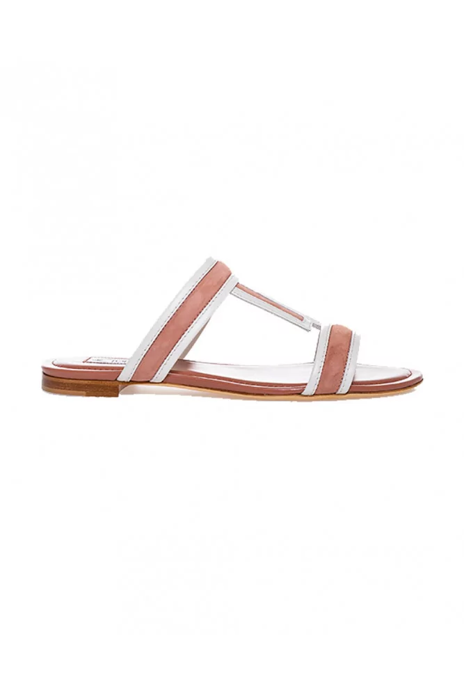 Mule Tod's ivoire et vieux rose pour femme