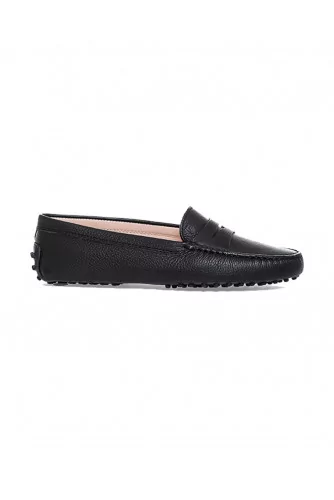 Mocassin Tod's noir veau grainé avec patte pour femme