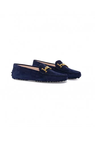 Moccasins Tod's blue with metallic bar for women