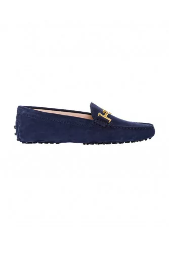 Moccasins Tod's blue with metallic bar for women