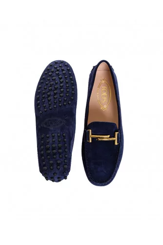 Moccasins Tod's blue with metallic bar for women