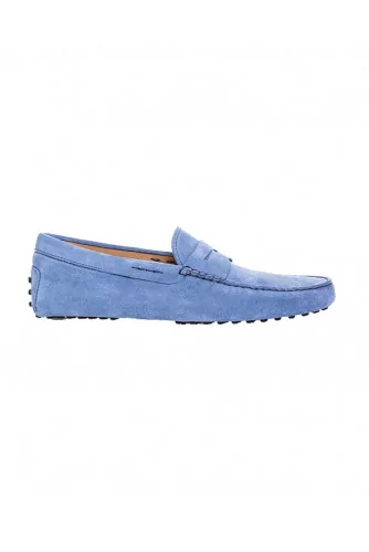 Mocassin Tod's daim bleu jean avec patte pour homme