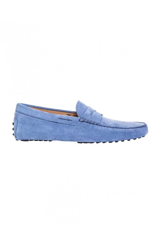 Mocassin Tod's daim bleu jean avec patte pour homme