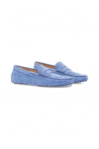 Mocassin Tod's daim bleu jean avec patte pour homme