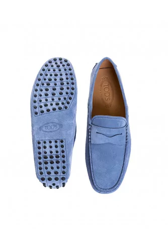 Mocassin Tod's daim bleu jean avec patte pour homme