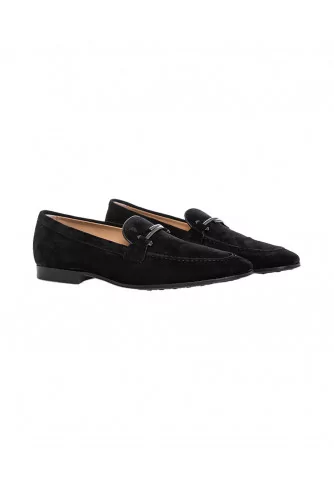 Moccasins Tod's "Doppia T" black in split leather for men