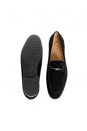 Moccasins Tod's "Doppia T" black in split leather for men