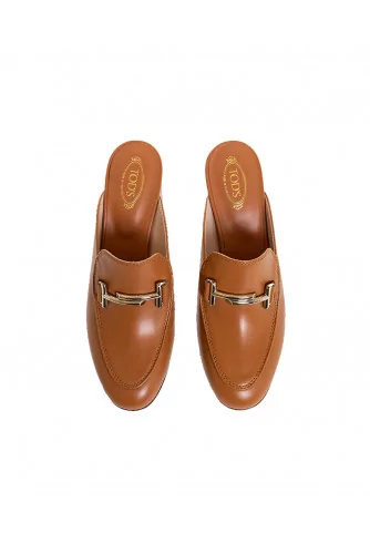 Calf leather heeled mules golden bit 60