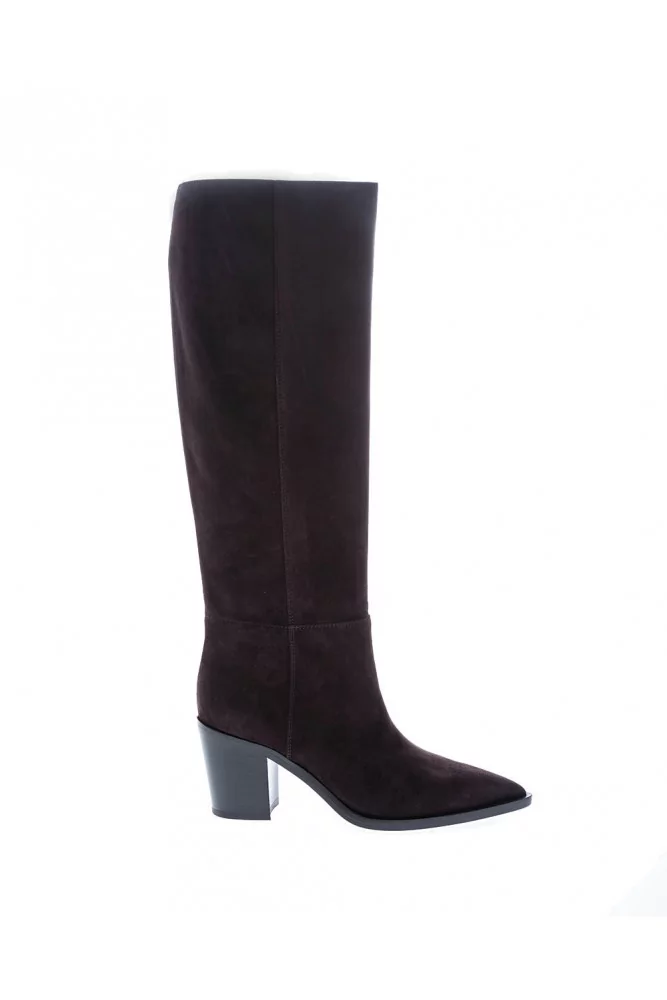 Botte texane Gianvito Rossi café bout pointu, talon 70 pour femme