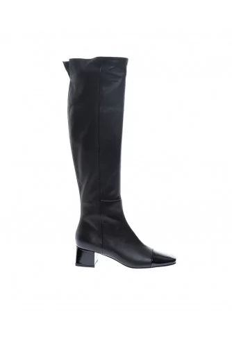 Botte Gianvito Rossi noir, bout carré, zipée, talon 45 pour femme