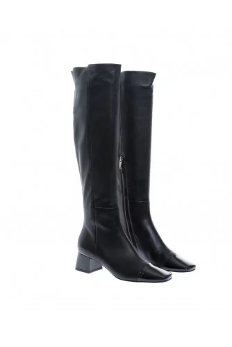 Botte Gianvito Rossi noir, bout carré, zipée, talon 45 pour femme