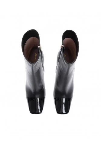 Leather boots with patent black toe 85