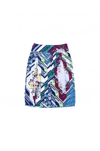 Silk pleased skirt with print
