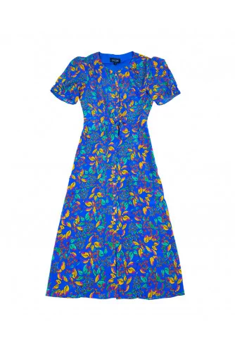 "Léa" Silk dress foliage print