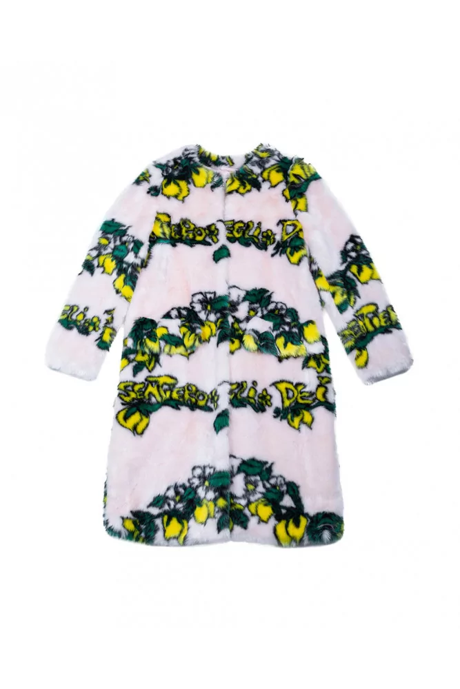Manteau en fausse fourrure imprimé floral 4 multicolor