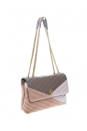 "Keira" Sac matelassé en cuir et velours patchwork