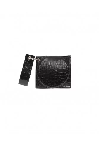 "Cercle S" Leather bag crocodile print round flap