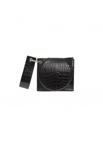 "Cercle S" Sac en cuir imprimé croco rabat rond