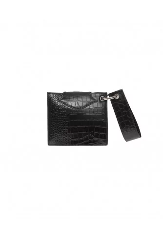 "Cercle S" Sac en cuir imprimé croco rabat rond